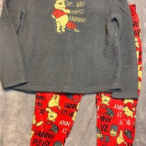 Disney Winnie the Pooh Gray and Red‎ Pajama Set cozy Warm Plush